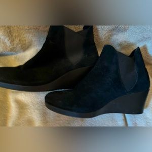 Black wedge booties by Crocs- size 8